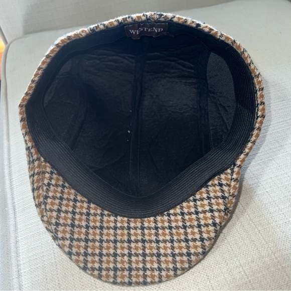 Westend Brown/Gold/Cream Houndstooth Newsboy Cabbie Hat Cap Size S/M - Picture 5 of 6